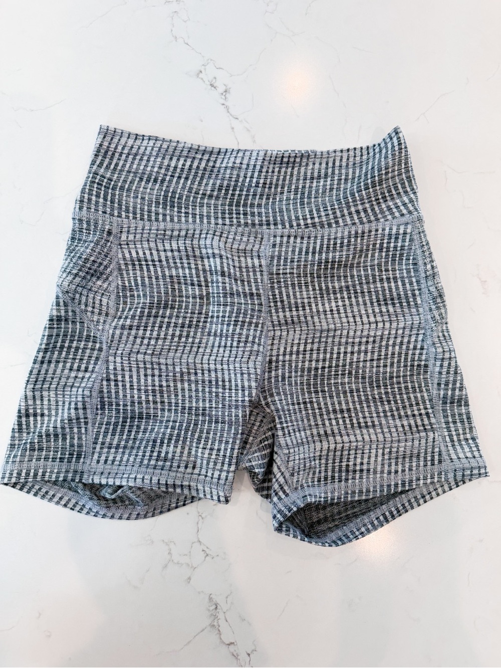 High-Waist Women's Gray/ Black Patterned Active Shorts